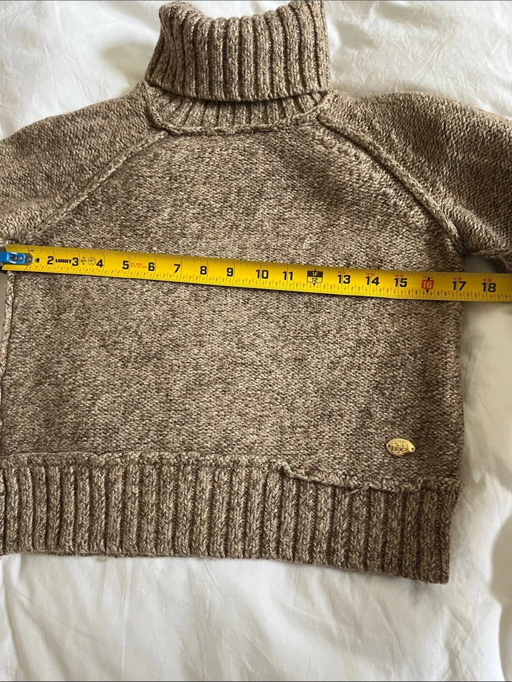 tory burch wool chunky knit beige turtleneck sweater 100% wool autumn layer
